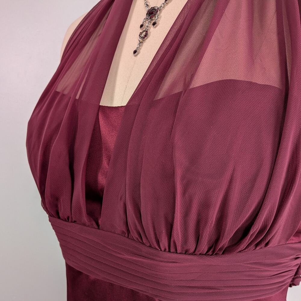 Vintage Prom Dress Maxi Gown 10 Red Babydoll Halter Goth Glam 90S Y2K Maroon - Picture 4 of 9